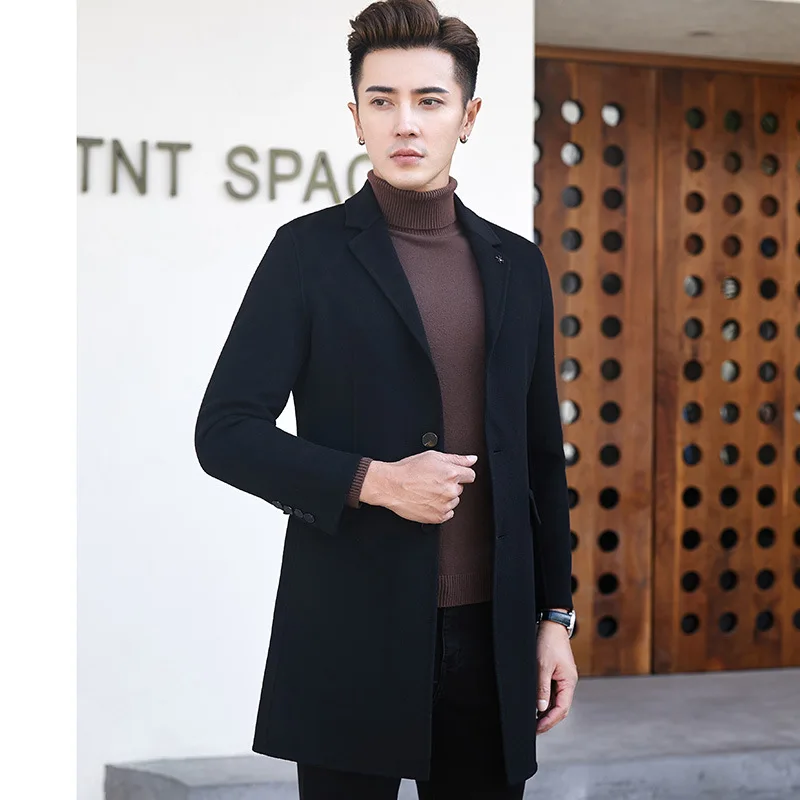 2022 Autumn and Winter New Double-sided Woolen Wool Coat Men's Self-cultivation Woolen Coat Men's Cashmere Trend Overcoat Men