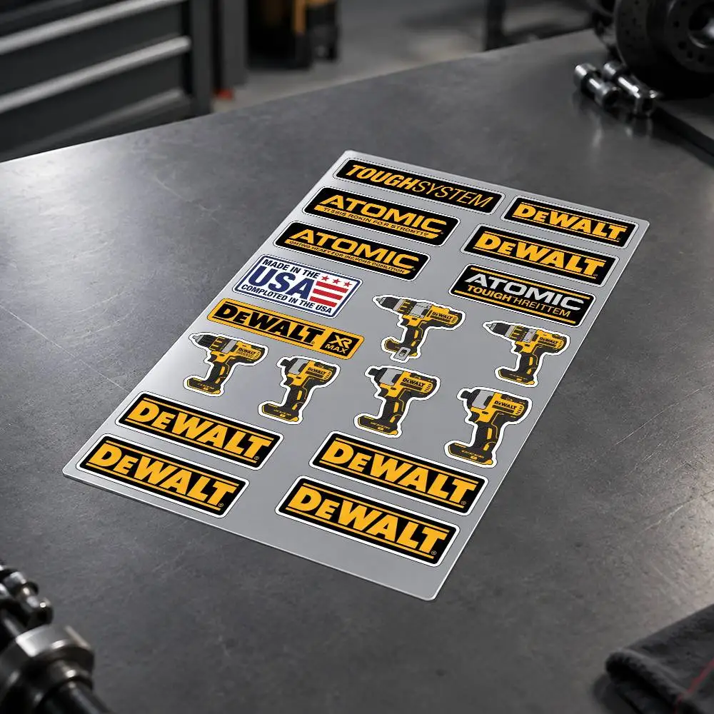 D-DEWALT Motorcycle Decal Sticker Kit Reflective Graphics For Helmet Tank Fairing Body Custom Bike