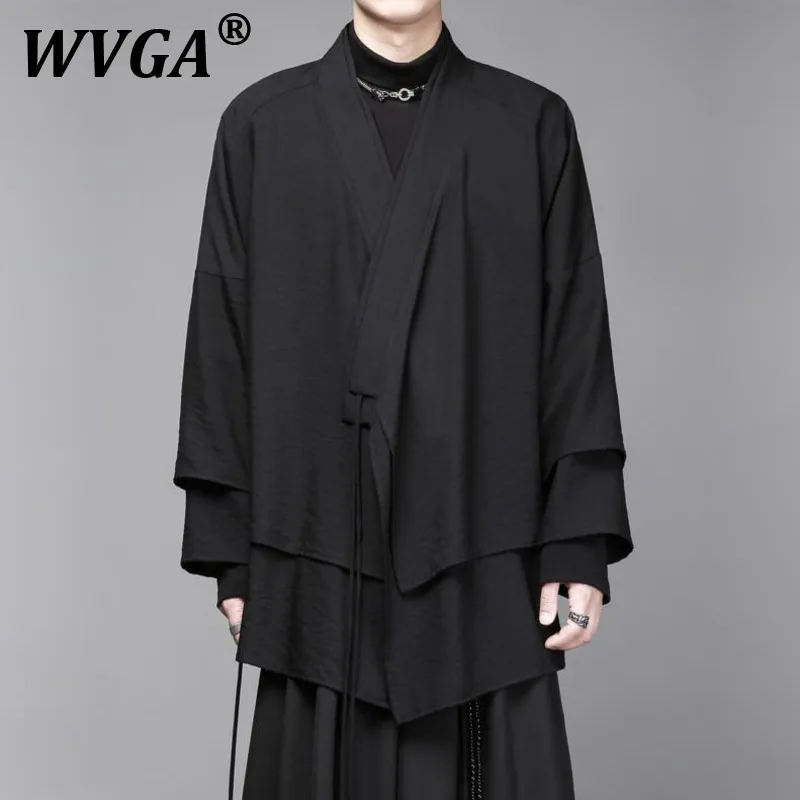 

Пальто WVGA, весенне-осенний новый мужской прилив, китайский шикарный искусственный дизайн из двух предметов, модный кардиган с длинными рукавами, куртки средней длины Ins W11255