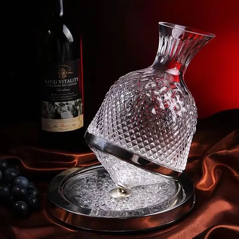 High Grade Crystal Glass 360 Rotating Decanter Tumbler 1500ml Decanter Wine Dispenser Aerator Mirror Jug Gift Bar Decoration