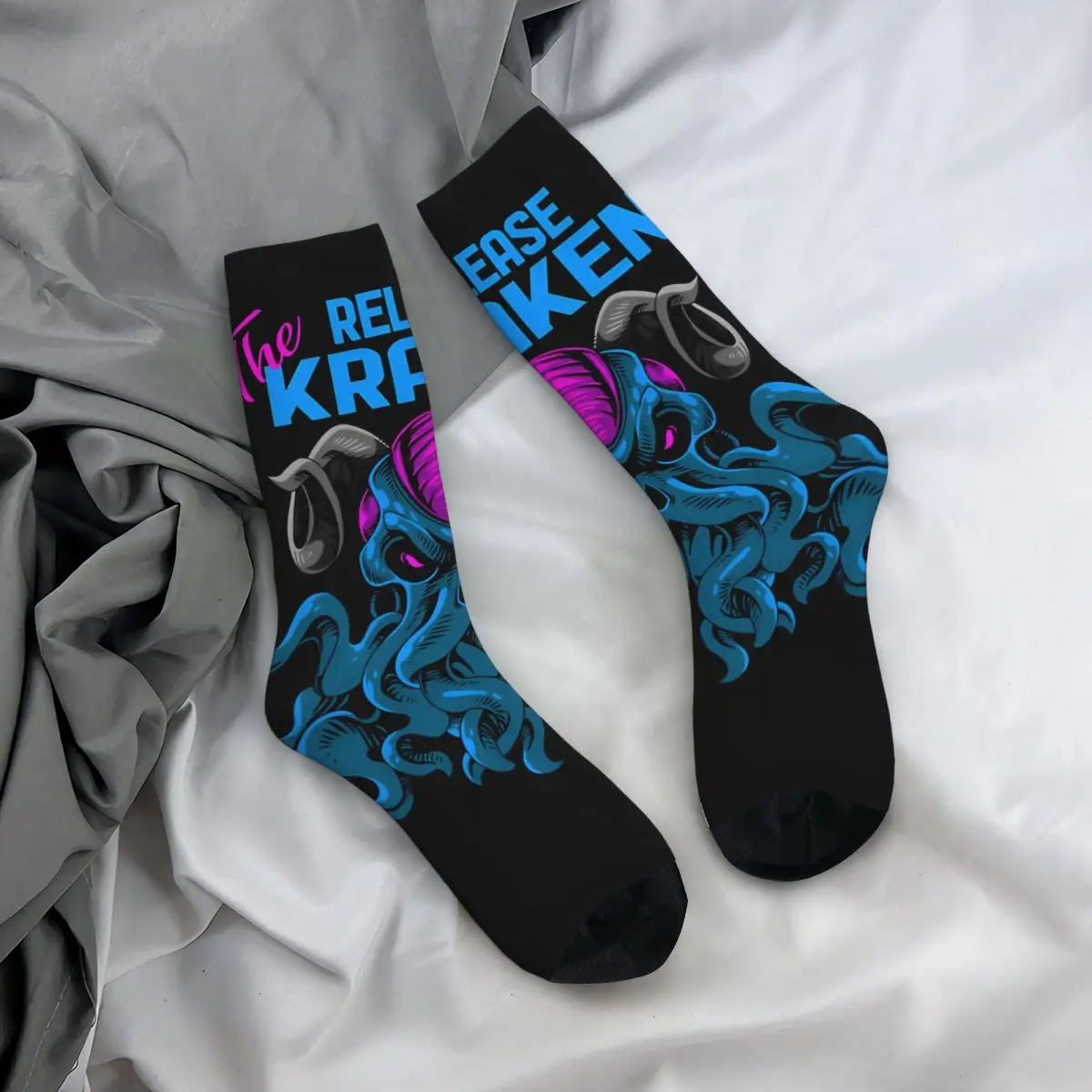 Calcetines de monstruo marino gigante para hombre, calcetín Retro Harajuku Kraken, estilo callejero, novedad, sin costuras