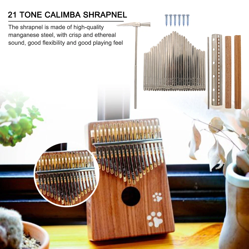 21-Key DIY Thumb Piano Kalimba Metal Shrapnel with Tuning Hammer Instrument  Accessories Set Musical Finger Piano Parts