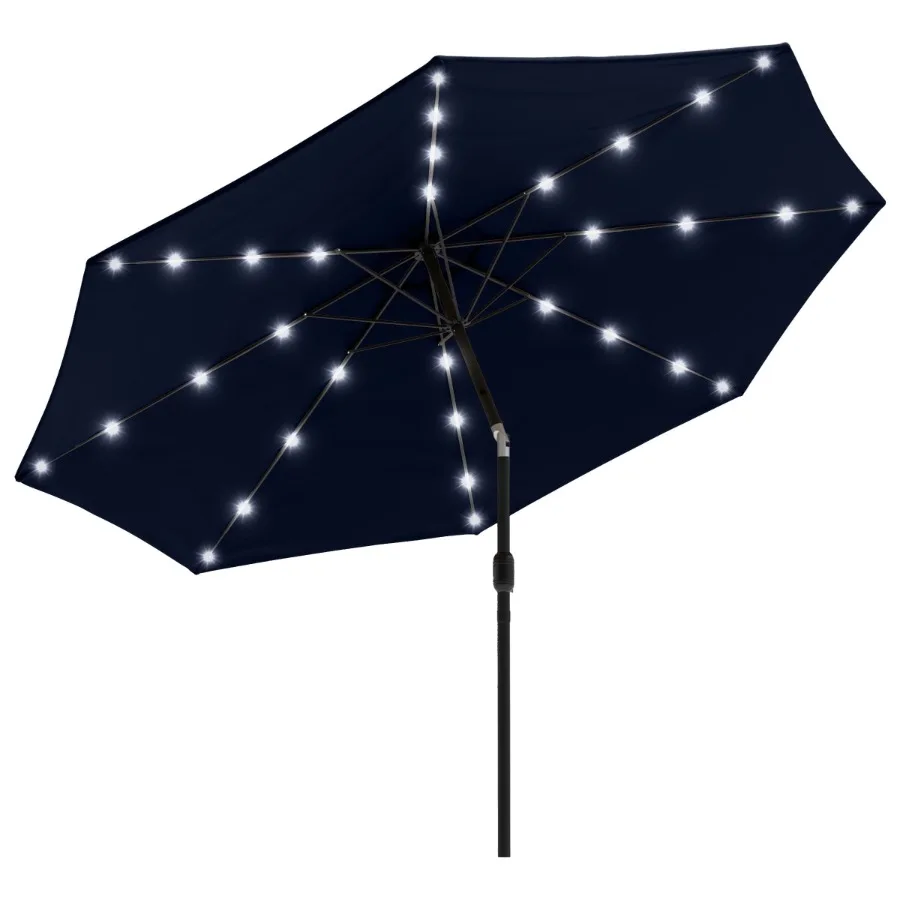 

10 ft Patio Umbrella with LED Solar Lights and UV 30+, Navy