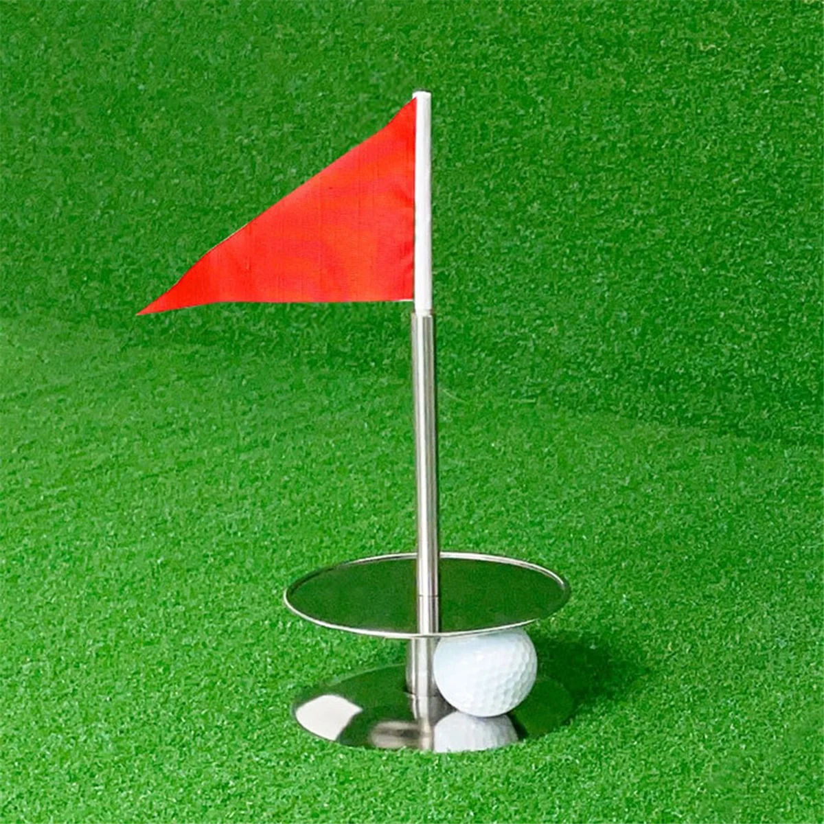 Cangkir latihan Golf dengan bendera perputaran ringkas mencegah cangkir Golf untuk kompetisi cangkir lubang Golf baja tahan karat portabel