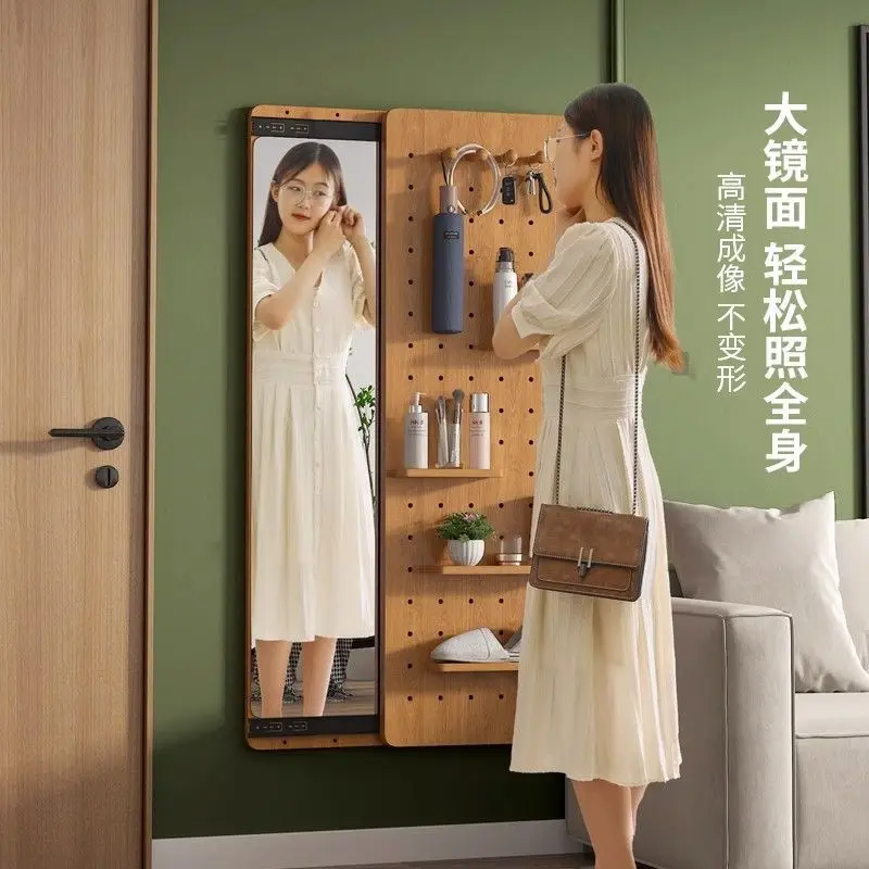 All solid wood wall-mounted wall-mounted mirror full-length mirror hidden push-pull full-length mirror