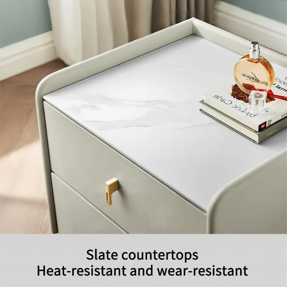 현대적인 침대 옆 테이블, 클래식한 침대 옆 스탠드, 금색 다리가 있는 침실용 글램 침대 옆 캐비닛 2 서랍, 고급스럽고 미니멀한 디자인