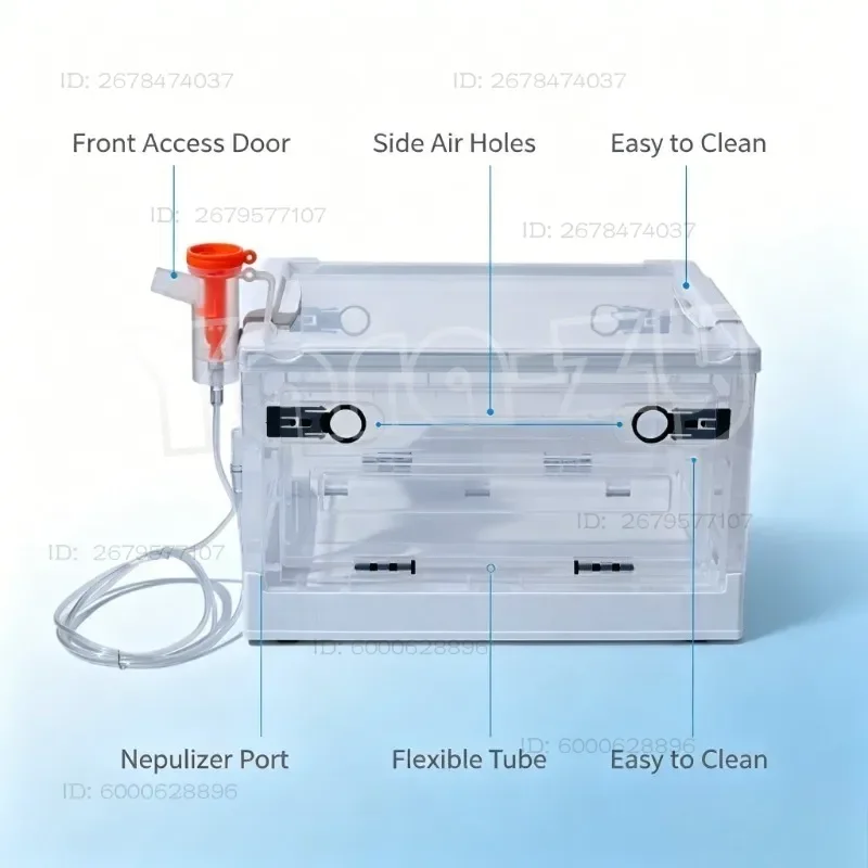 Foldable Pet Oxygen Nebulizer Box Breathable Pet Drying Blower Cage For Dogs Cats Portable Animal Oxygen Chamber
