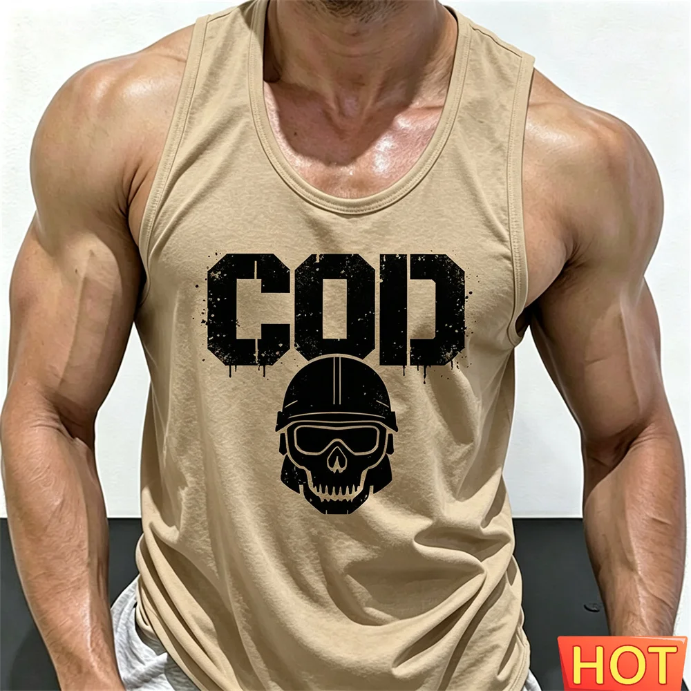 Gym Men's training Vests Summer Short Sleeves letter print T-Shirts Fashion Breathable Fitness Tops Oversized Men's fitness vest