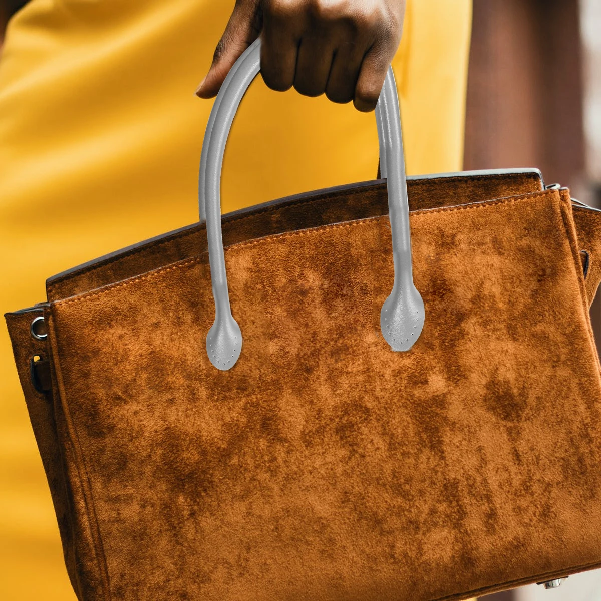 

1Pair Bright Color Bag Strap 40Cm Thicken Handbag Handle for DIY Tote Replacement Sewing Flap End Grey