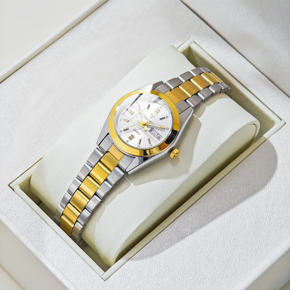 

Новые модные кварцевые золотые наручные часы для женщин, роскошные женские часы из нержавеющей стали с водонепроницаемым календарем, relogio masculino