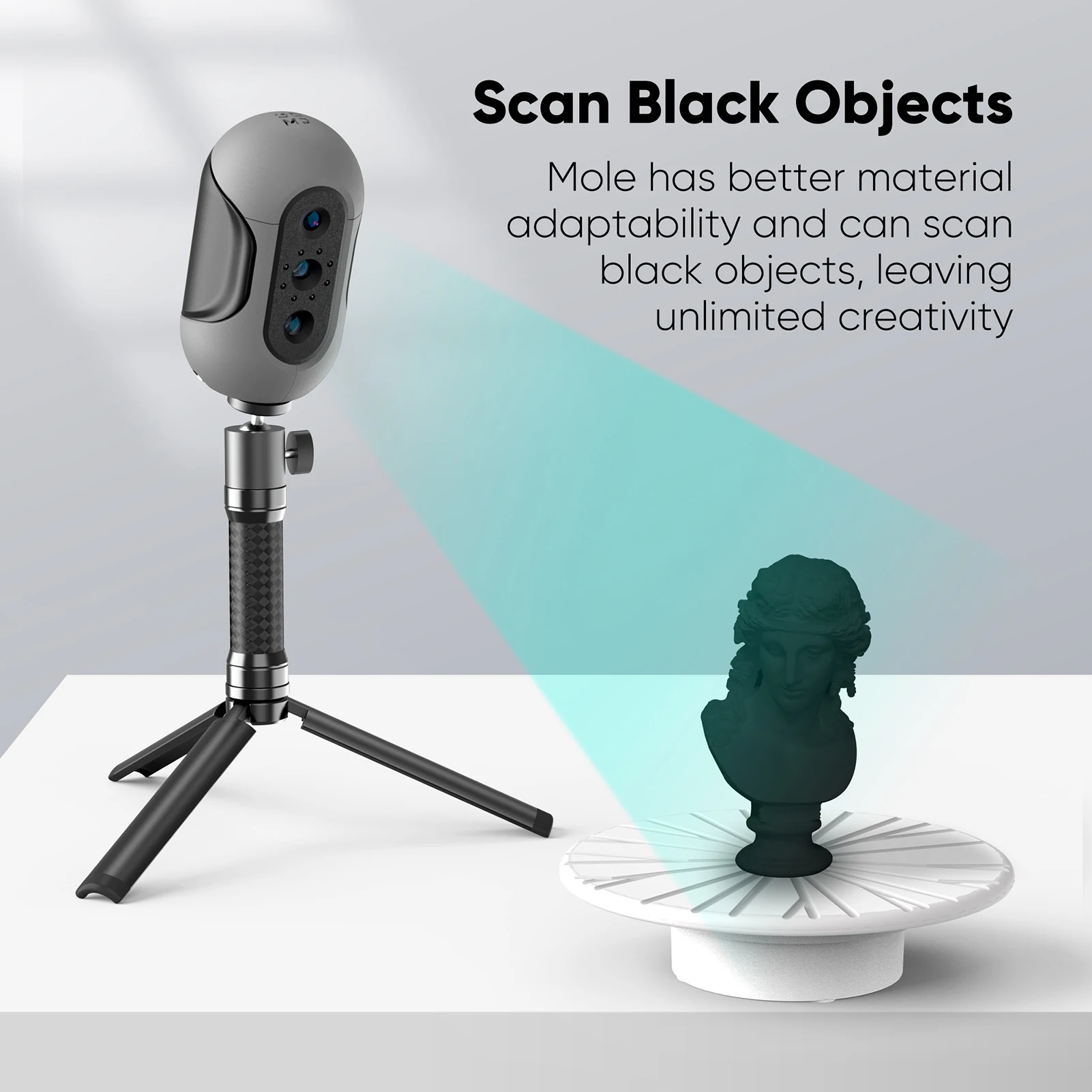 

Ручной 3D-сканер 3DMakerpro Mole для 3D-принтеров, точность 0,05 мм и разрешение 0,1 мм, 10 кадров в секунду, сканирование черных предметов с защитой от потерь