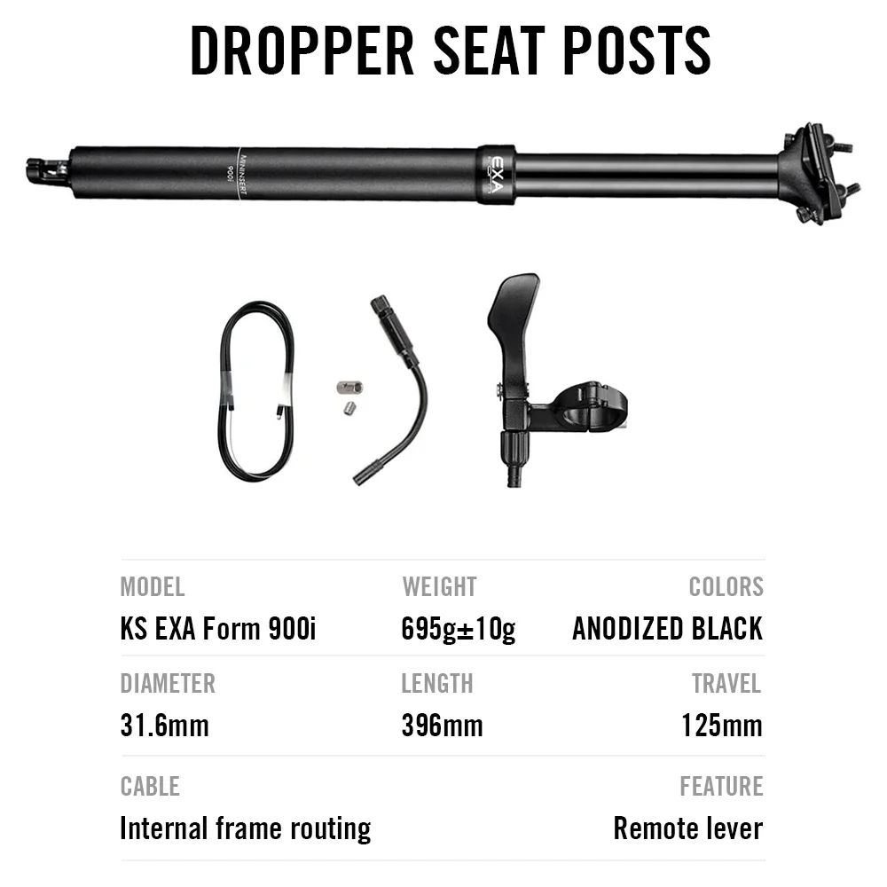 KS 900i EXA Dropper Bicycle Seatpost Internal Cable Routing Suspension 31.6MM 396mm 125mm MTB Remote Control Cycling Seat Post