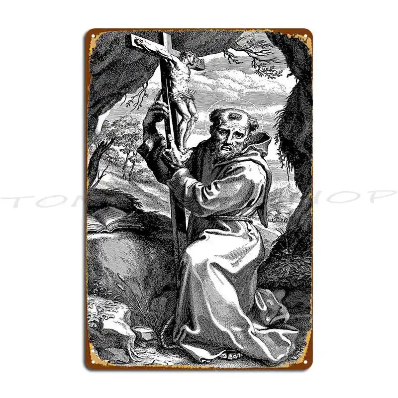 Patron St Francis Of Assisi Catholic Saint Metal Plaque Wall Cave Personalized Garage Club Party Designing Tin Sign Poster