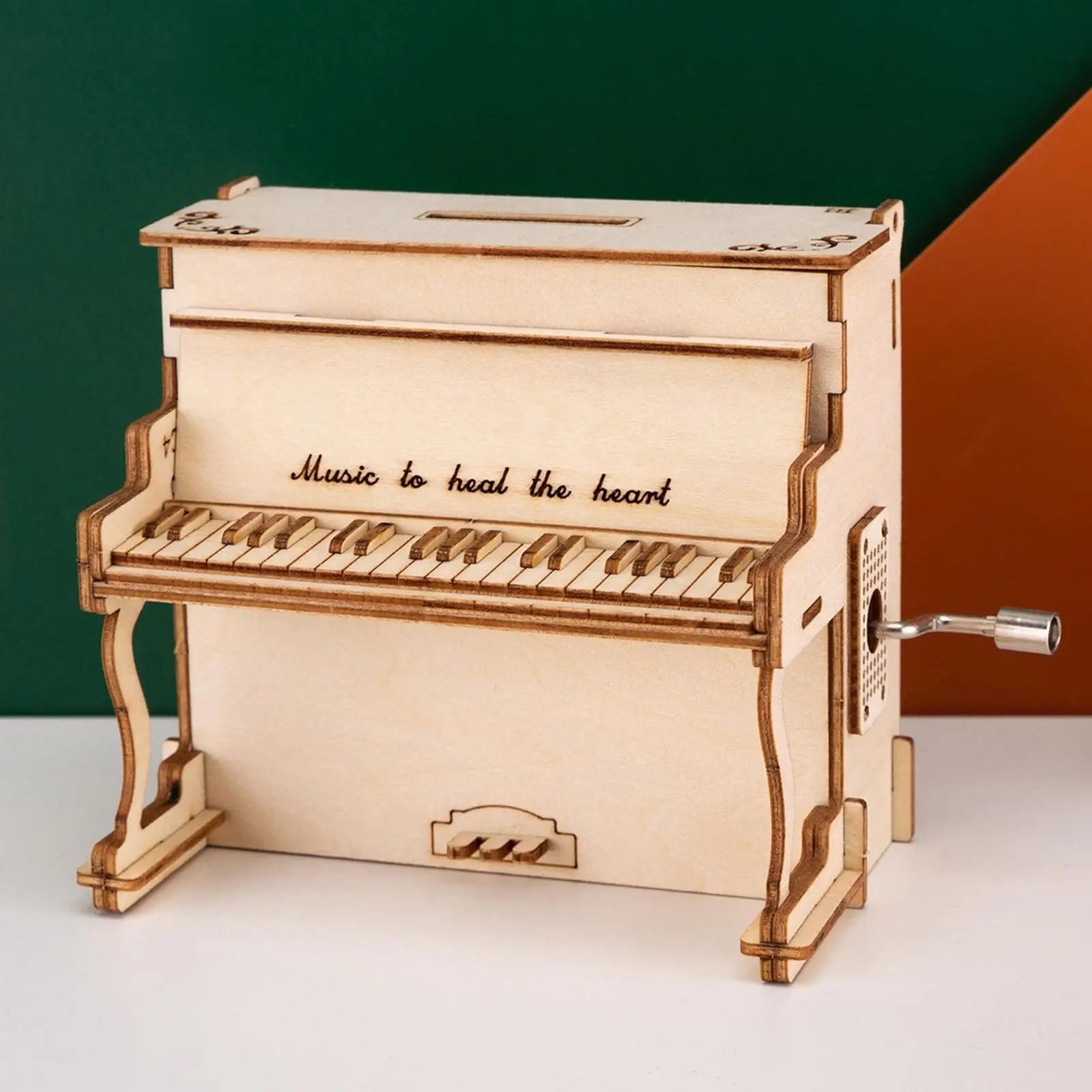 Rompecabezas de madera 3D, Kit de modelo de caja de música de Piano, Kit de rompecabezas de caja de música con manivela