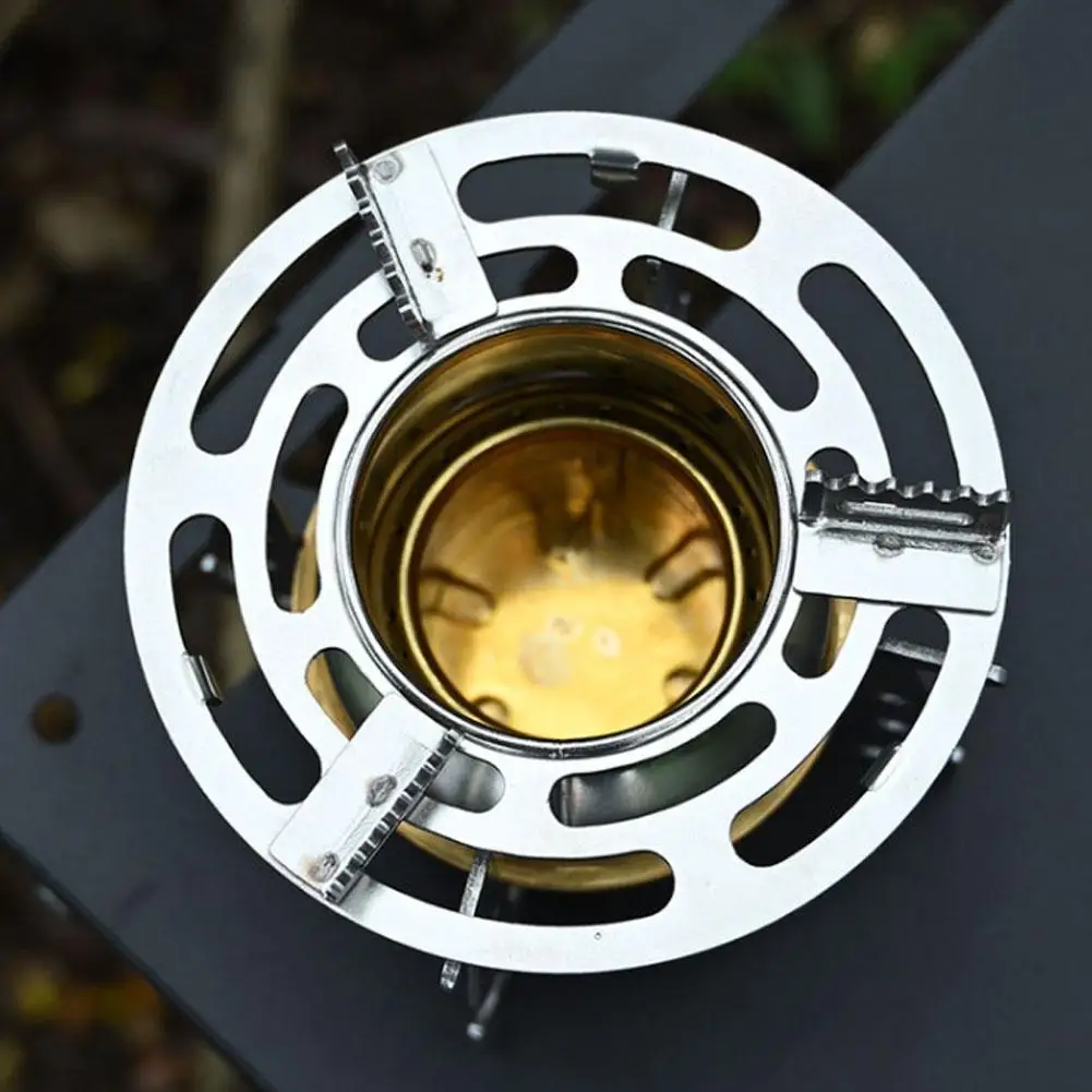 Outdoor Portable Stainless Alcohol Stove Set Aluminum Burner with Foldable Handles For Camping Hiking Backpacking Survival view 6