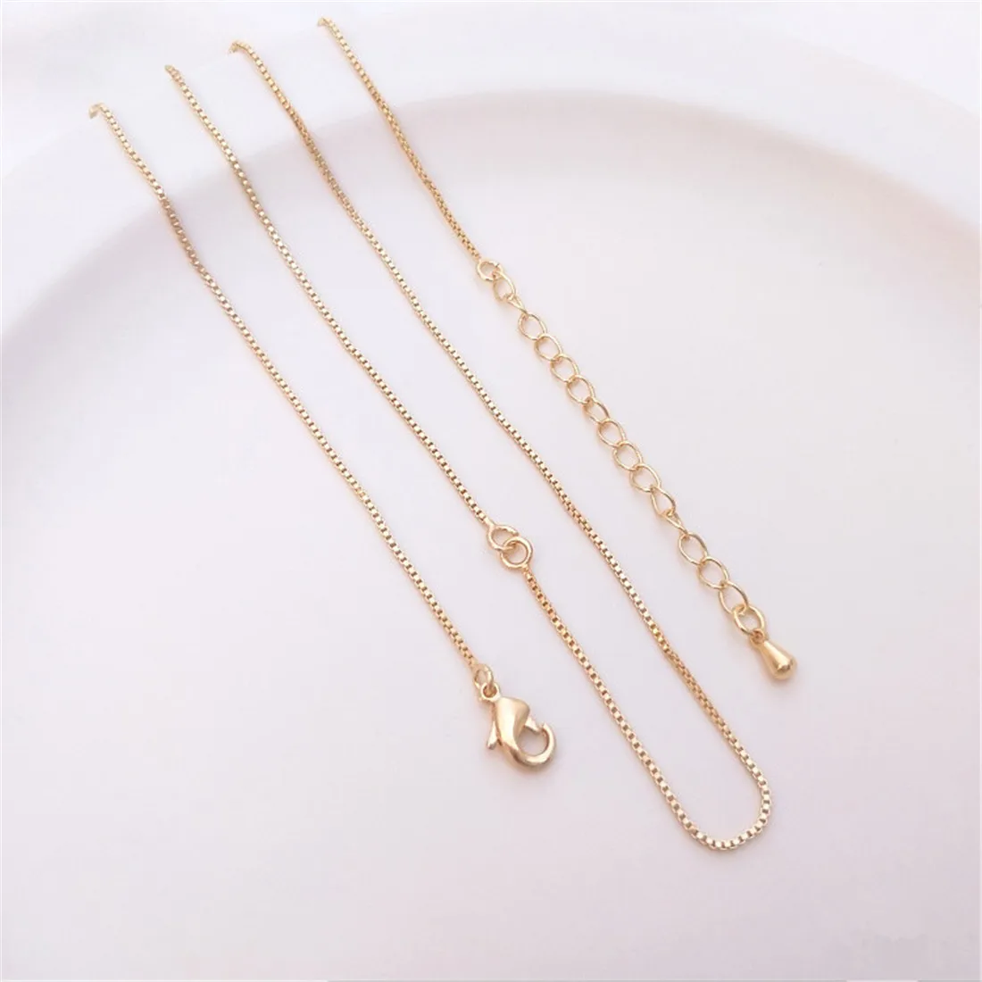 

14K Gold Wrapped Double Ring Box Chain Universal Necklace Hanging Collarbone Bare Chain Handmade DIY Jewelry Matching Chain B748