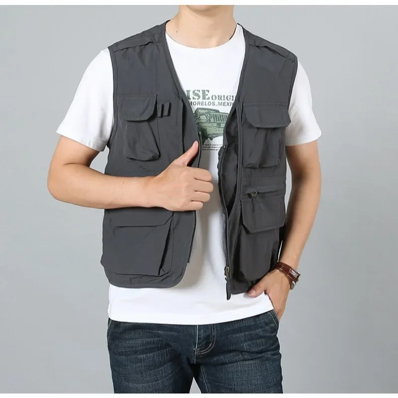 Photographer Sleeveless Luxury Vest Men's Jacket Professional Clothing Outdoor Work Camping MAN Jackets Fishing