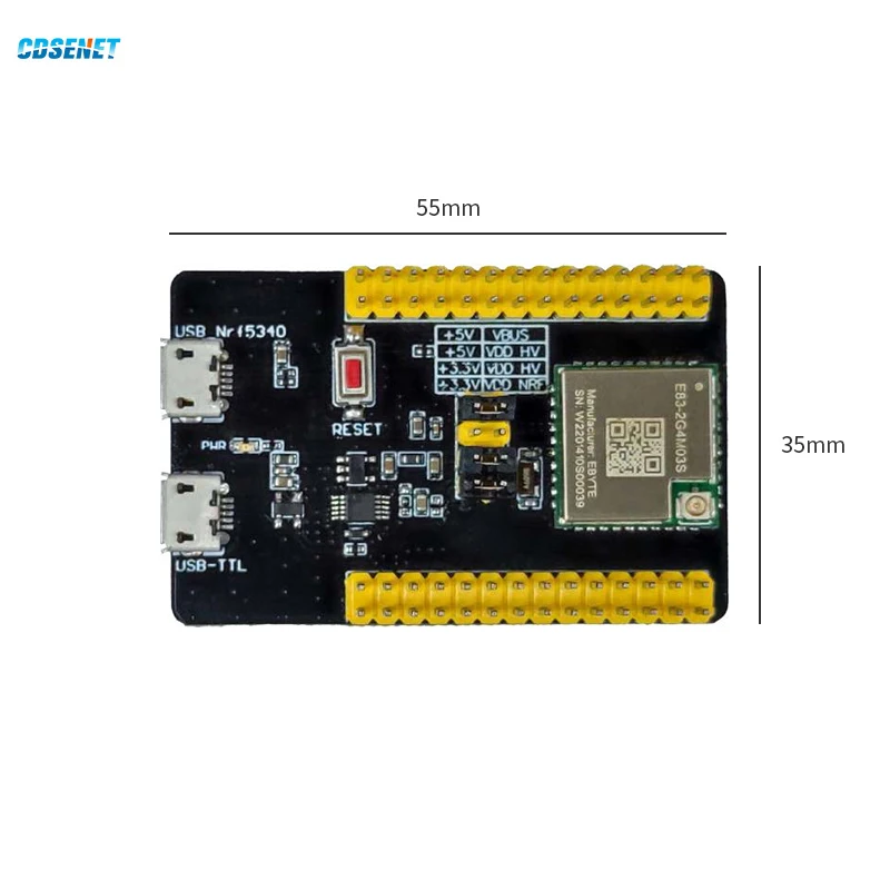 무선 RF 모듈용 테스트 보드, CDSENT E83-2G4M03S-TB, 저전력 3dbm BLE5.2 PCB 안테나 USB 테스트 보드, 2.4Ghz nRF5340