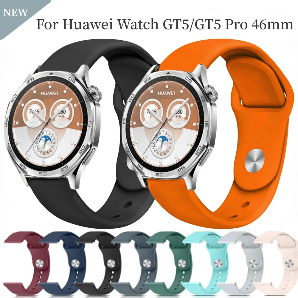 18mm 20mm 22mm silicone strap for huawei watch GT5/GT5 Pro 46mm 41mm 42mm Sports replacement wristband for Huawei Watch GT4 46mm