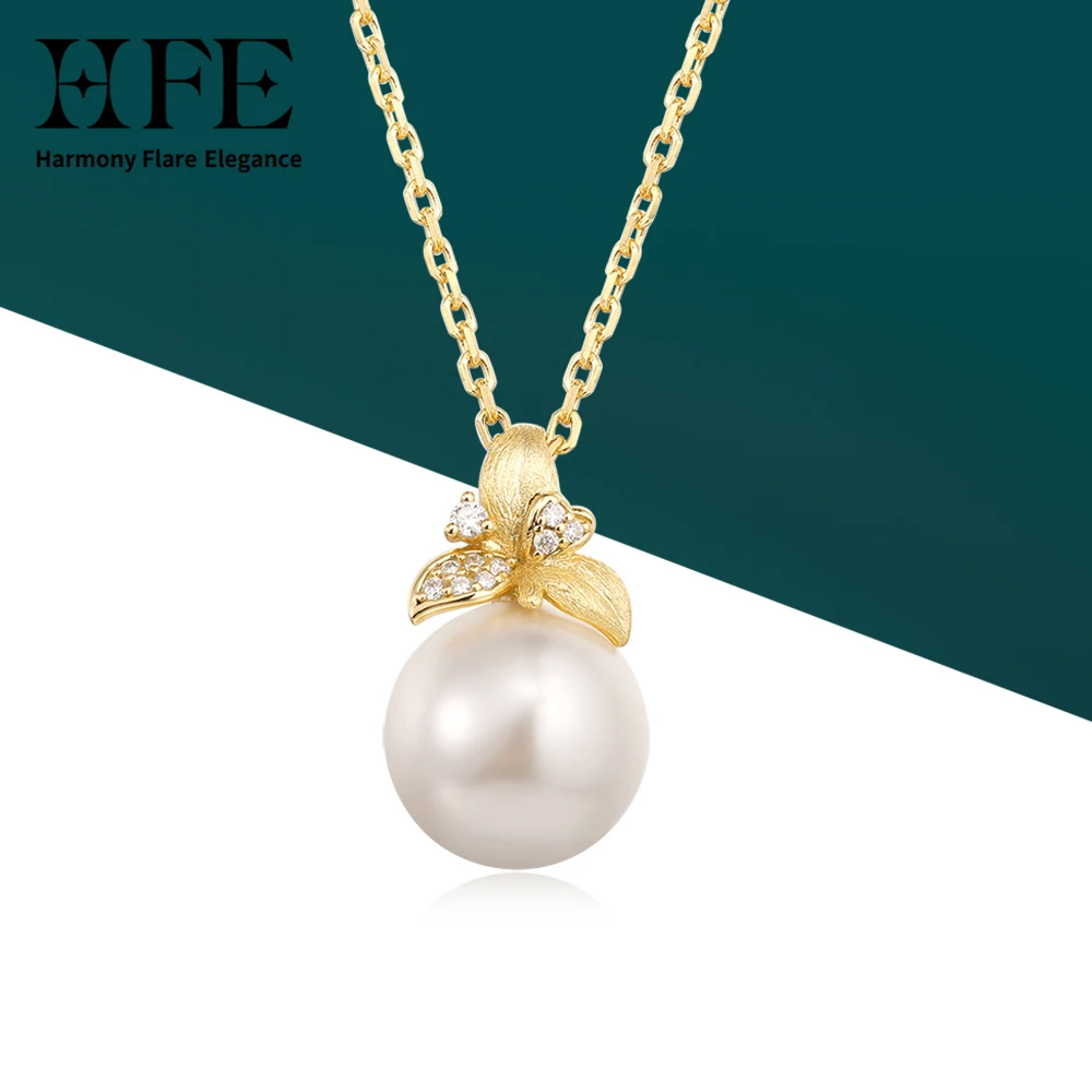 

HFE Shell Pearl Pendant Necklace Set with D-Colour Moissanite 925 Sterling Silver Women's Birthday Anniversary Fine Jewellery