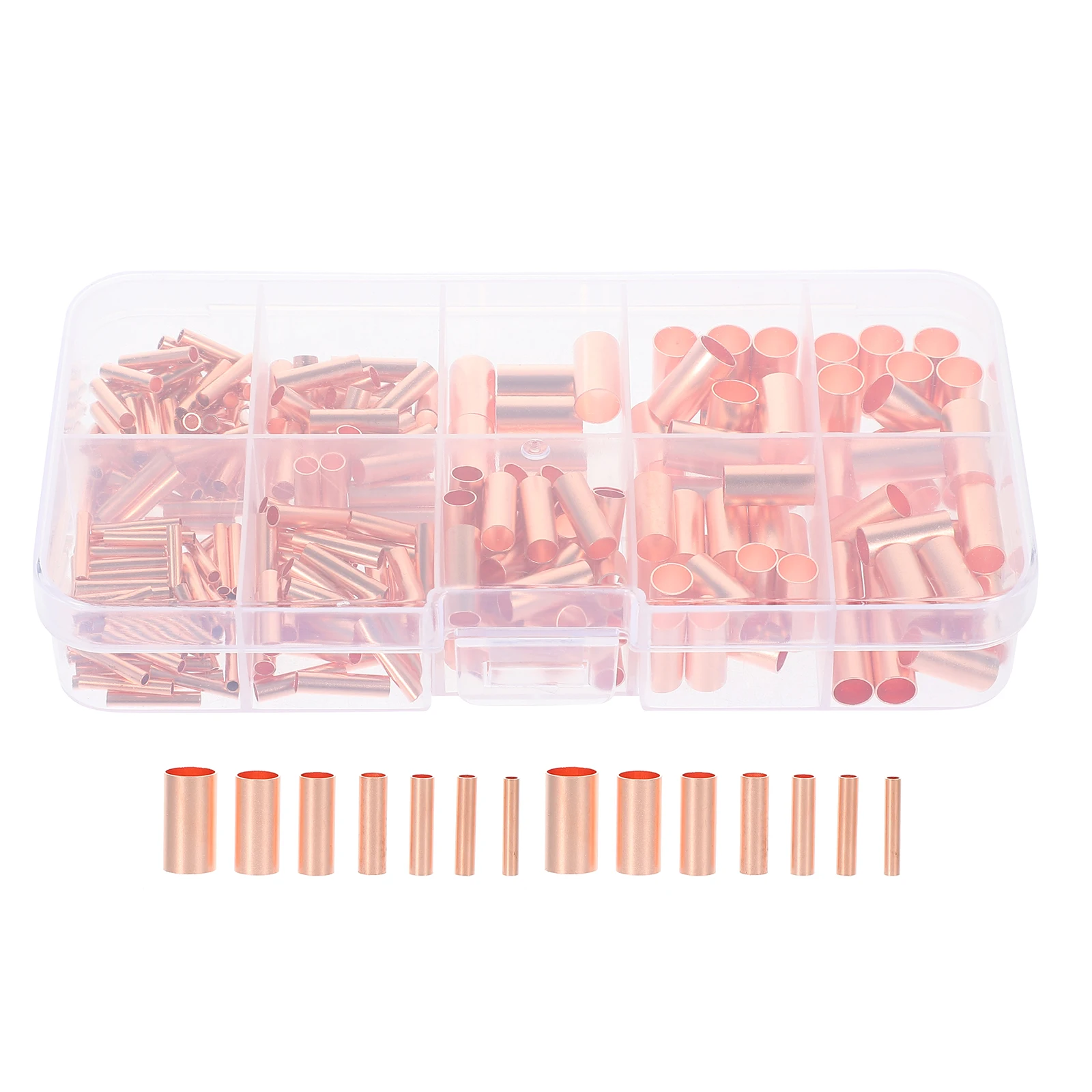 

250 Pcs Connection Tubes Wire Connectors Copper Tube Pipes Joint Wire Connector Terminal Heat Conductive Copper Tubing
