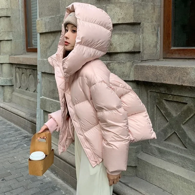 

Зимнее короткое стильное пальто, женская модная повседневная пуховая хлопковая парка с капюшоном, укороченная толстая теплая женская свободная куртка с завязками на подоле