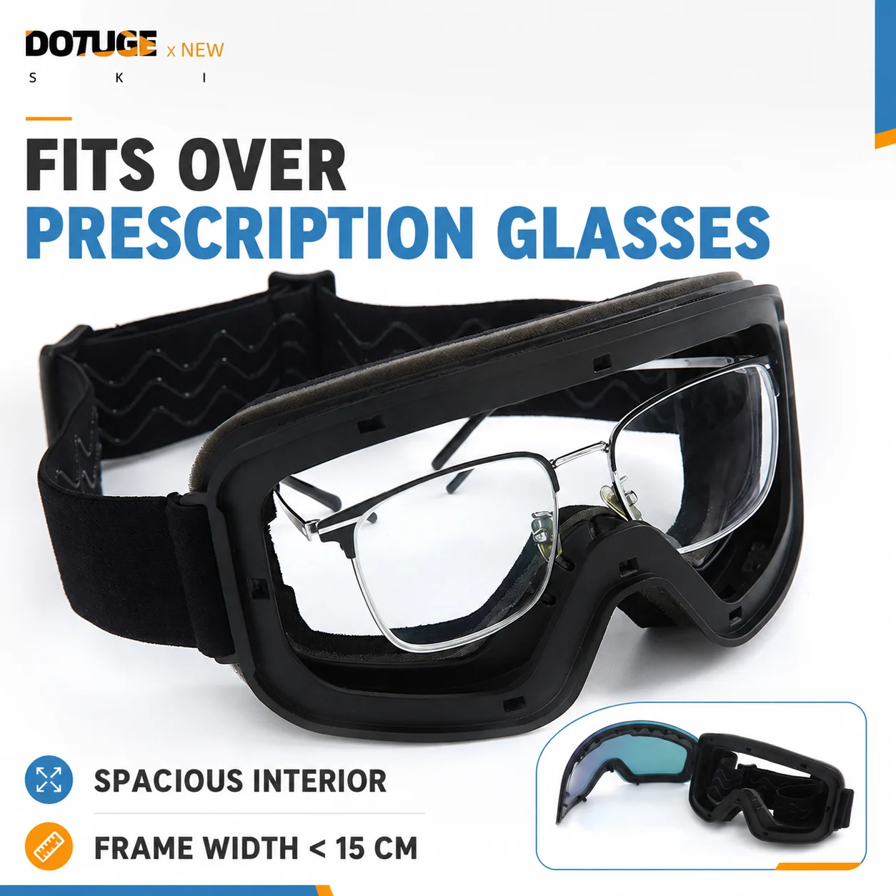 Cylindrical Ski Goggles Double Layer Anti-Fog UV Protection PC Lens OTG Snowboard Eyewear for Men Women Skiing Mountaineering