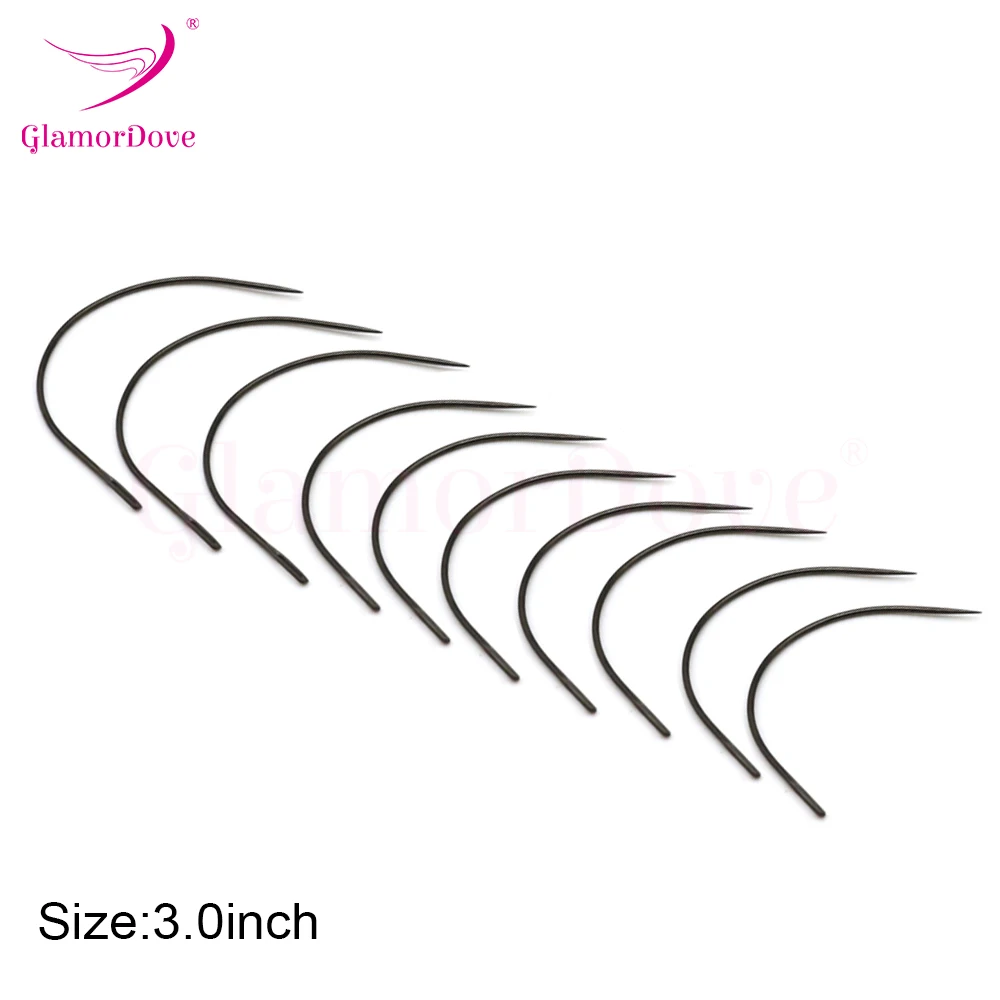 Glamordove 10 Stuks Gebogen Naalden C Type Naalden Voor Hair Extensions Veer Extensions Ventileren Haar Weven Naaldgereedschap