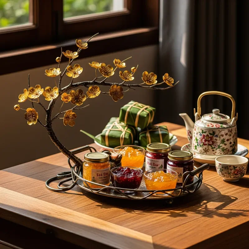Iron Flower Plate with Yellow Flowers and Chinese Character Four for Chinese New Year Home Decoration