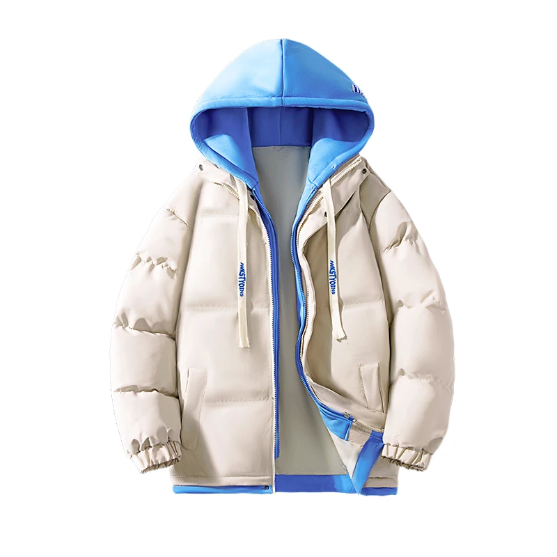 2024 new winter men's cott Fake two cotton-padded winter jacket young Korean version of the trend thickened cottonpadded jacket