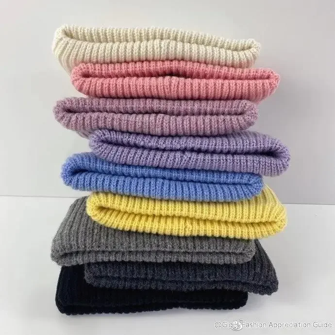Grob gestrickte Beanie-Mütze für Männer und Frauen, dicke, warme, weiche, dehnbare Wintermütze aus Wolle und Acryl für Mädchen. – Detail 6