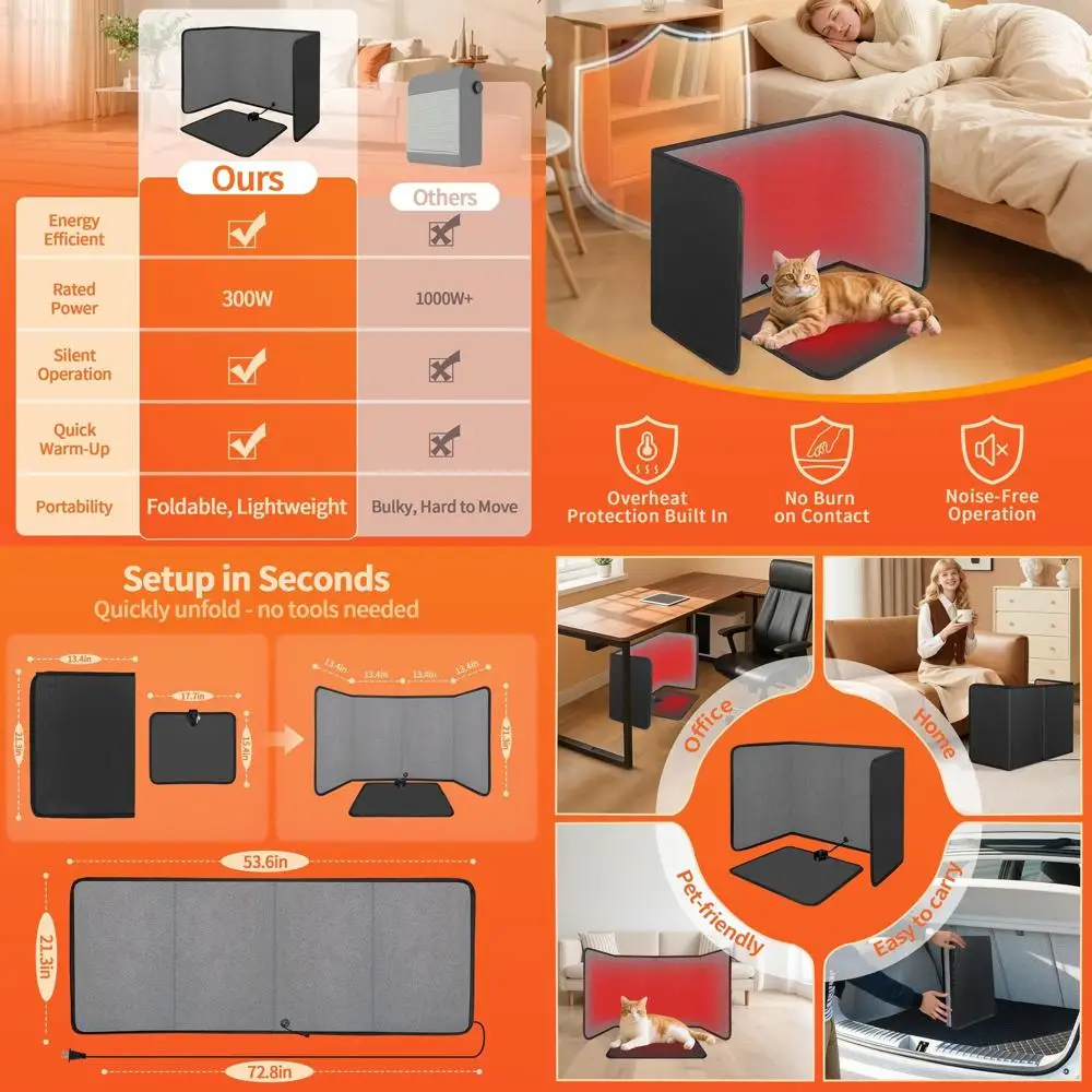 

Compact Foldable Desk Heater with 8 Temperature Settings, Timer, Auto-Off, and Energy-Saving for Office Use
