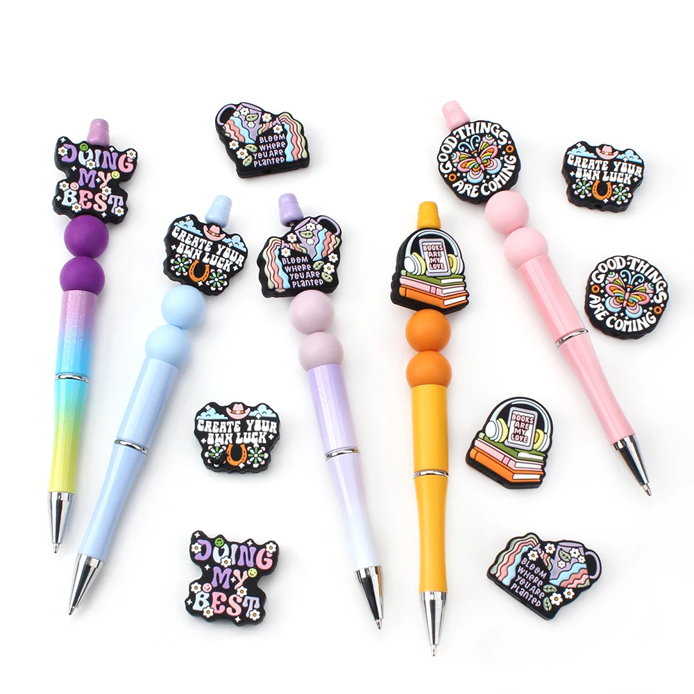 5/10/20PCS Silicone Beads Motivational Funny Focal Beads For DIY Jewelry Beaded Pens Keychains Making Accessories Character Bead