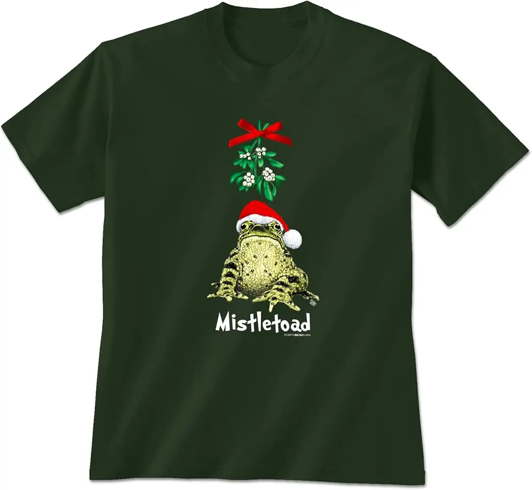 Earth Sun Moon Mistletoad T-Shirt, Forest Green  High Quality 100%Cotton Short Sleeve