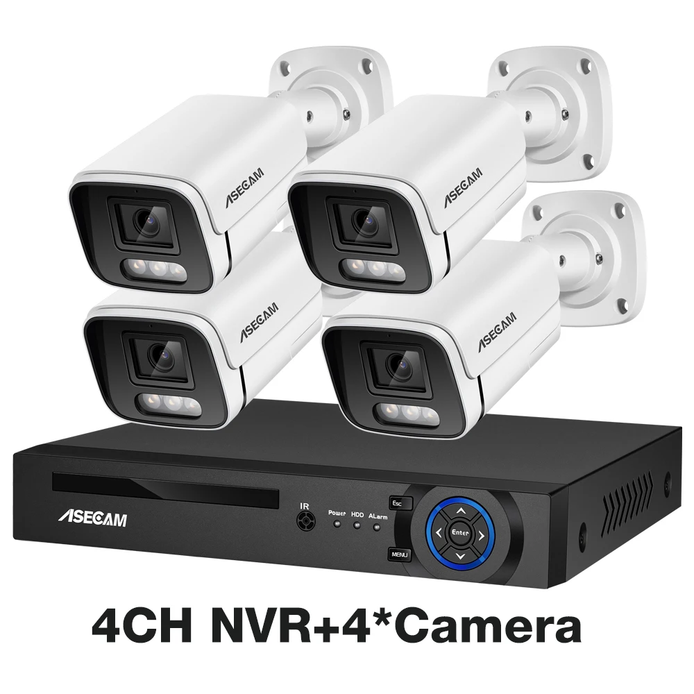 جديد! نظام كاميرا أمان 4K 8 ميجابكسل صوت ميكروفون CCTV POE NVR AI لون ليلي كاميرا مراقبة فيديو منزلية مجموعة خارجية