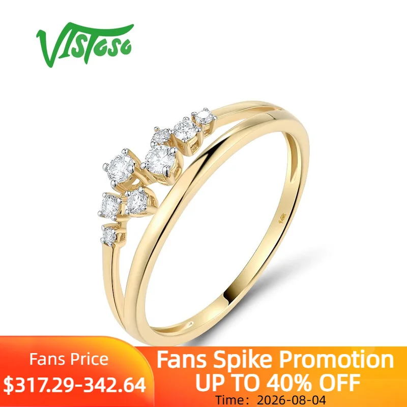 VISTOSO Genuine 14K 585 Yellow Gold  Rings For Women Sparkling Diamond Delicate Wedding Engagement Anniversary Fine Jewelry Set