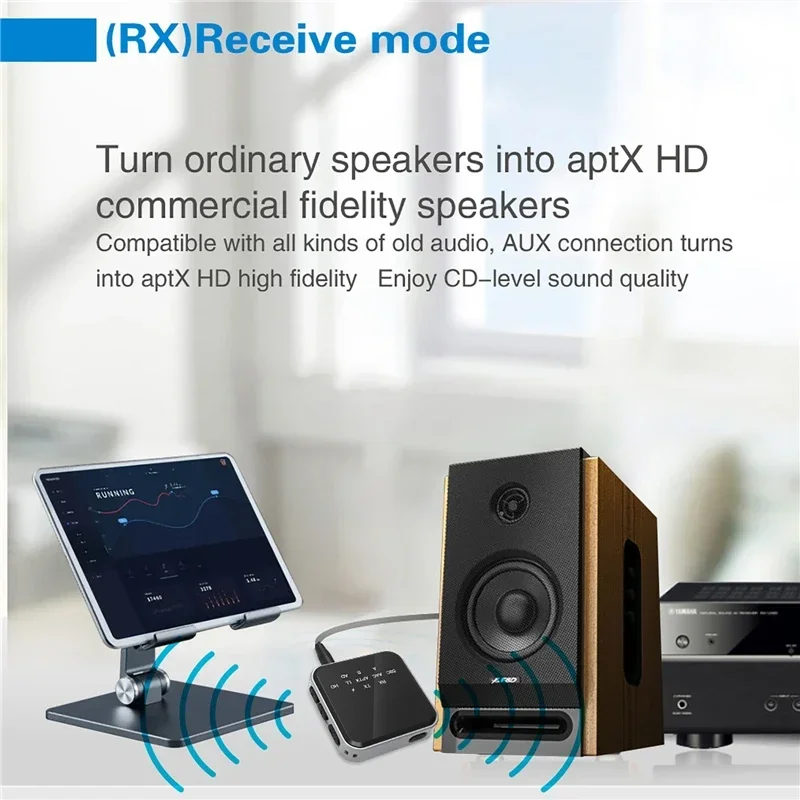 Wireless Audio Adapter with Built-in Microphone Bluetooth 5.2 Transceiver 2 in 1 Transmitter Receiver TX RX Mode Aptx LL AAC SBC