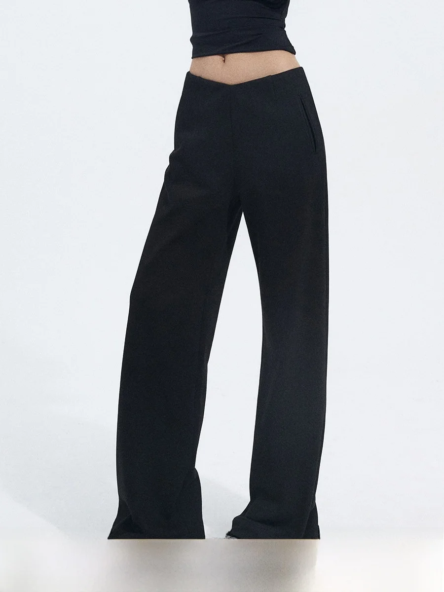 

Ourhour Casual Fce Lined V Waist Loose Fit Women's Sweatpants Bla ey Winter Design Long Pants Comfortable Wide Leg Tro...