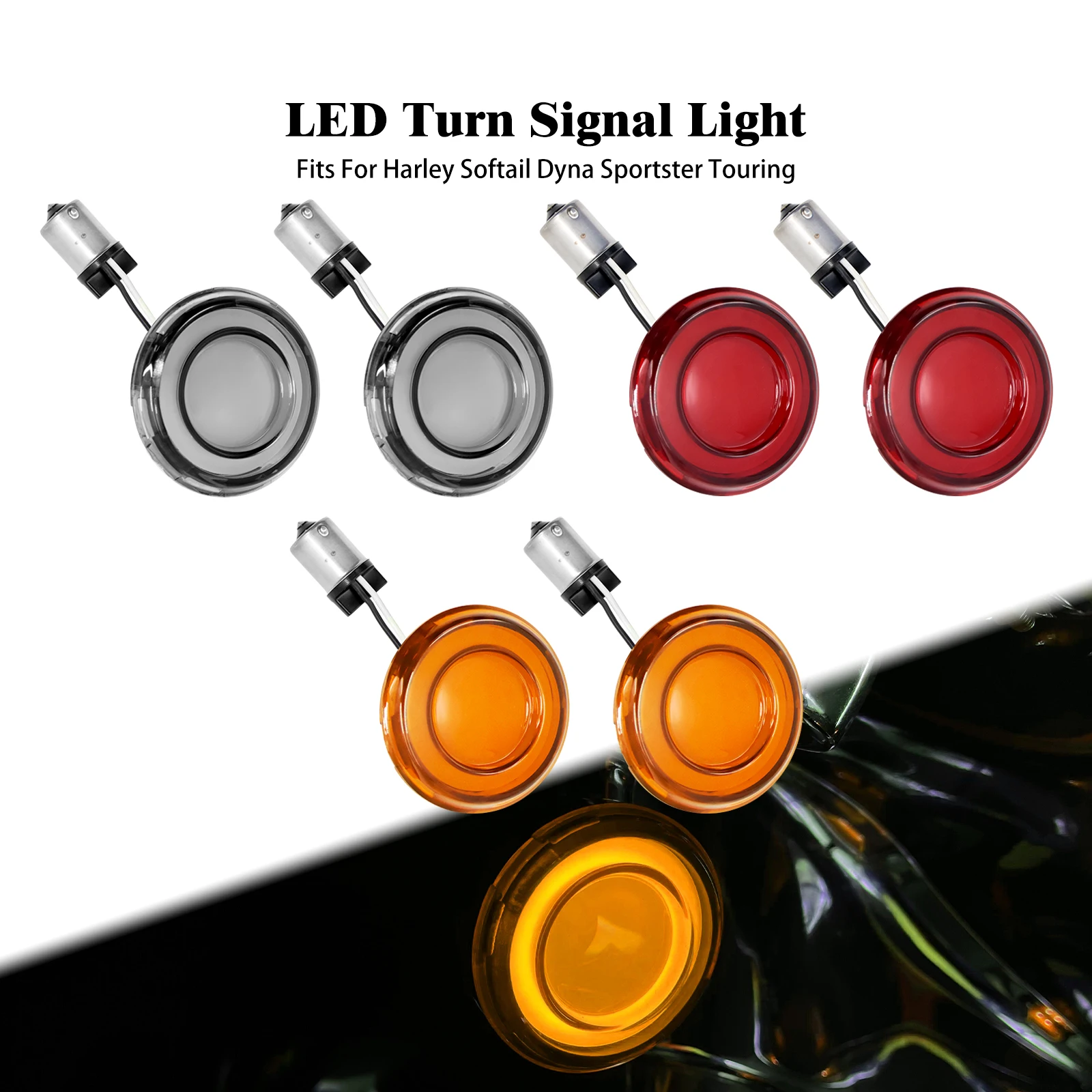 

Motorcycle 1156 Bullet Style LED Turn Signal Led Red Grey For Harley Touring FLHT Sportster XL 2002-2021 Softail Dyna FLSTFSE