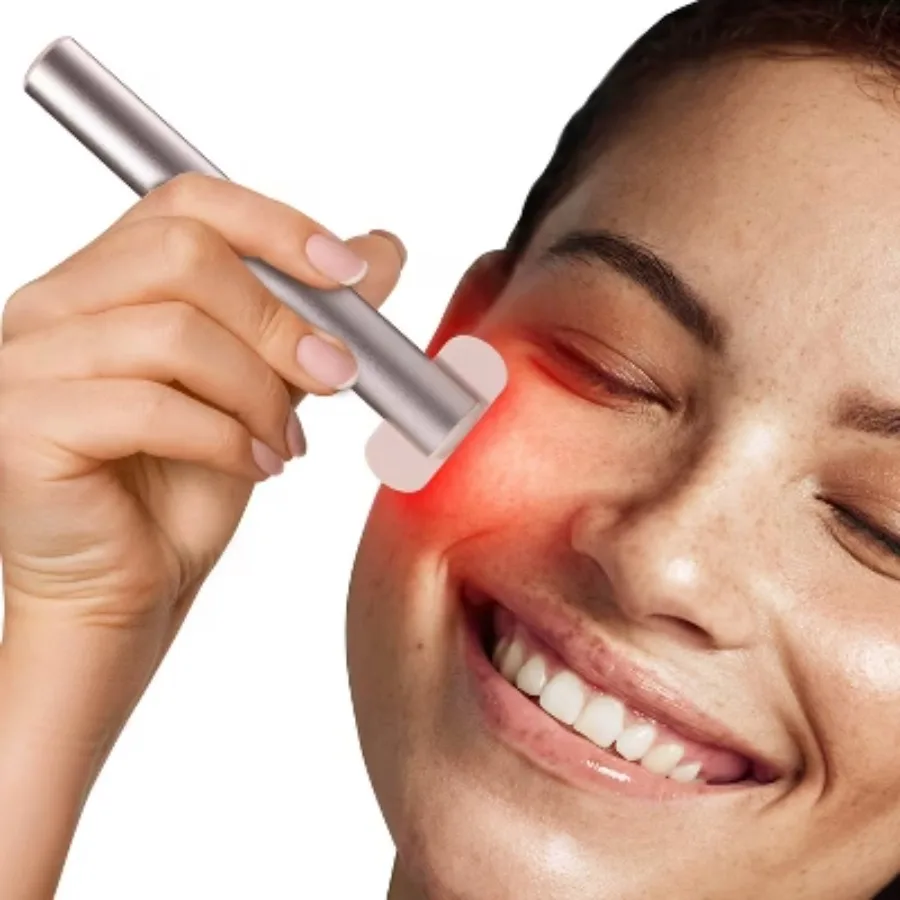 Face and Neck Light Stick - Red and blue LED light therapy combined with vibration, heat and microcurrent stimulation