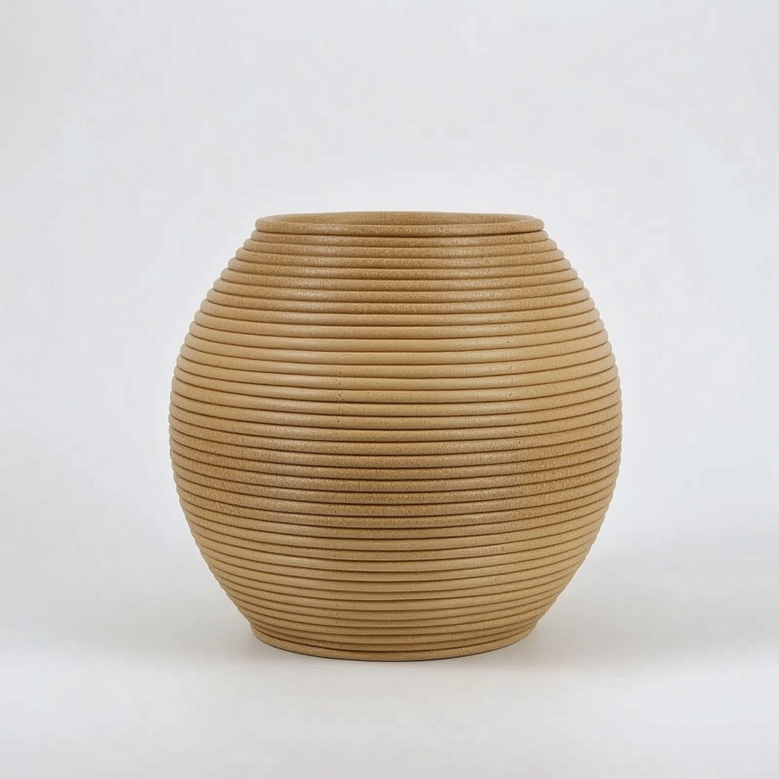 Flower Pot Holder Faux Rattan Planter Cover Tabletop Vase Hand-Woven Ribbed for Entry Table, Display Shelf