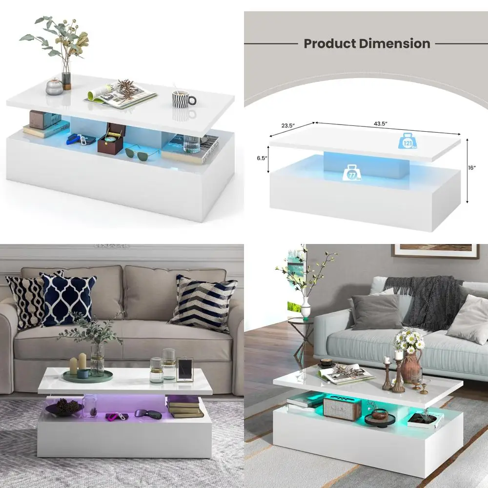 

Современный светодиодный журнальный столик с 20-цветной подсветкой, регулируемой яркостью и скоростью, пульт дистанционного управления в комплекте