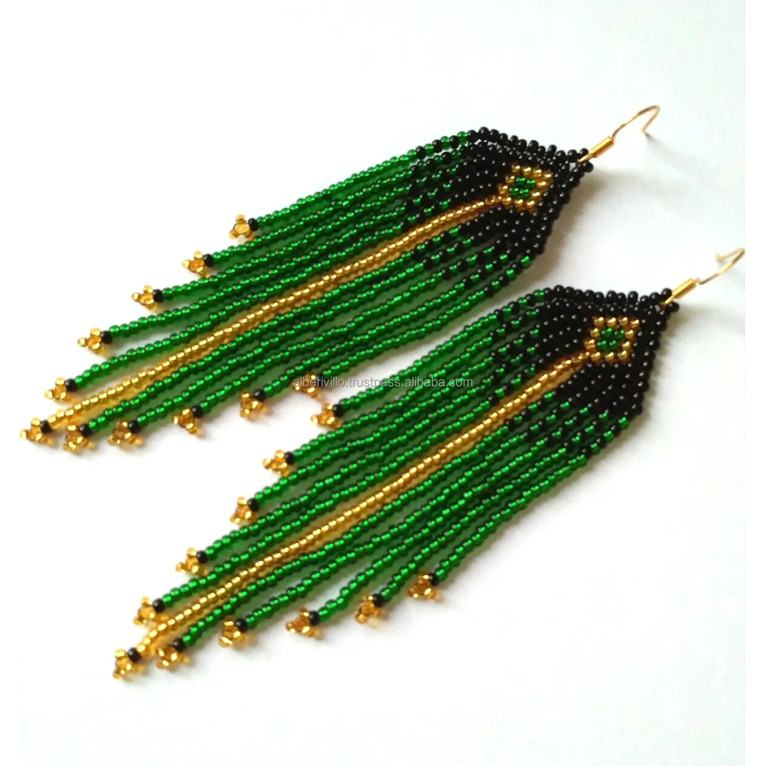 

2025 Handmade Bead Earrings Tassels Geometry Bohemia Creativity Gradient Color Hand Weaving Beaded Earrings For Women