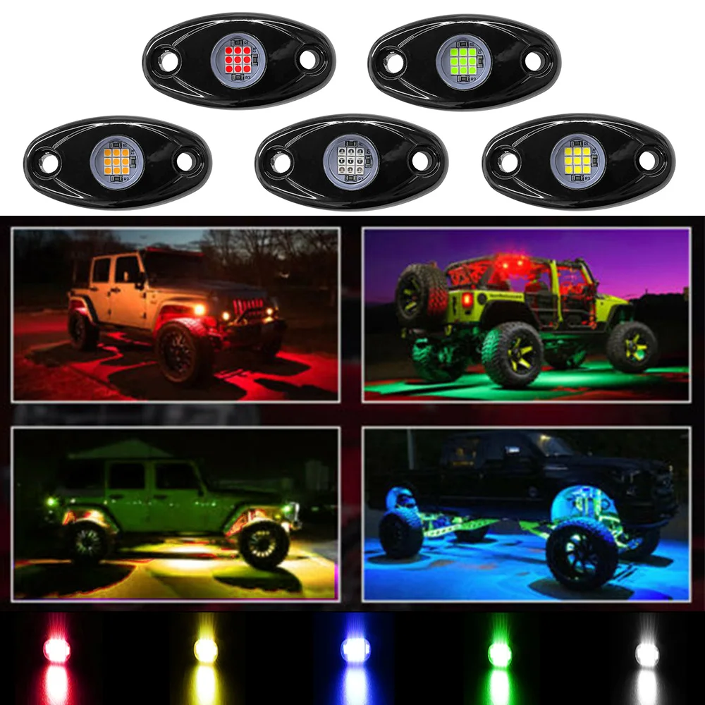 5 Colors Underbody Glow For Jeep Atv Suv Offroad Car Truck Yacht Trail Rig Lamp 1 Pair LED Rock Lights Waterproof Led Neon Light