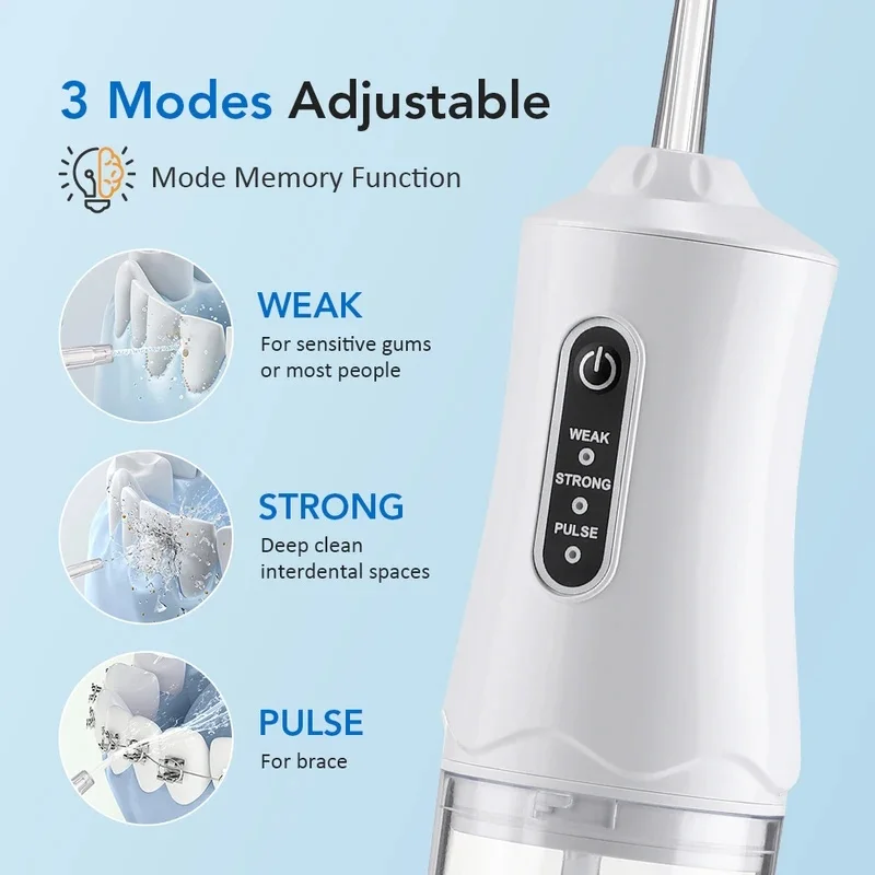 Electric Dental Water Flosser Oral Irrigator Portable Dental Bed Sprinkler Jet Toothpick 4Nozzle Mouth Washing Machine 220ml