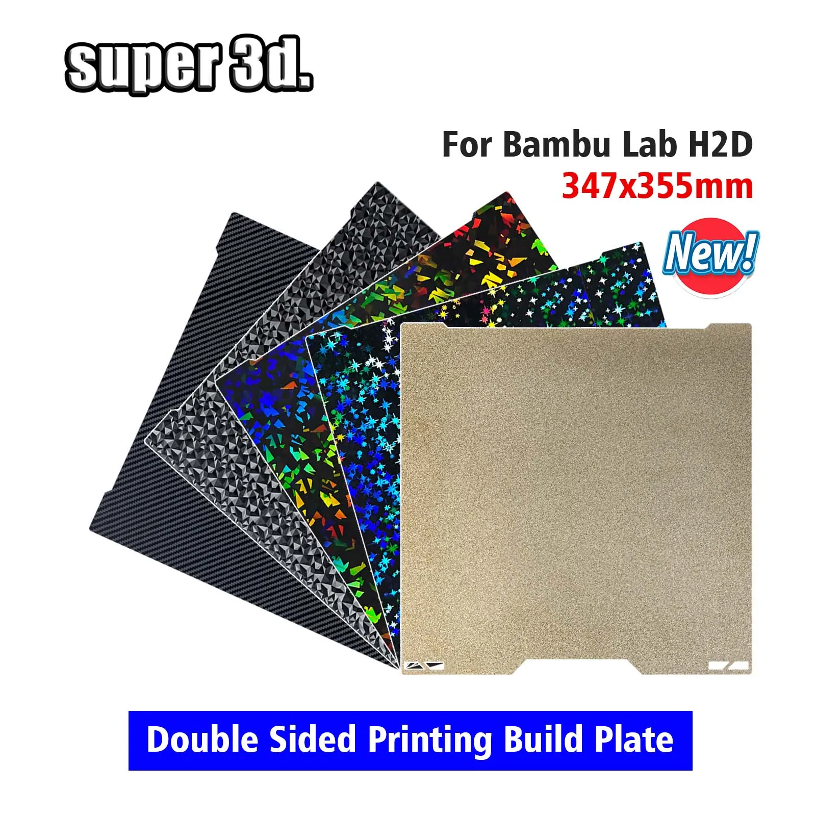 

PEO пластина для Bambu Lab h2d, сборная пластина, кровать, двусторонняя 355x347 мм, ПЭТ-пластина высокого расхода, Hotend для Bambulabs H2D, аксессуары