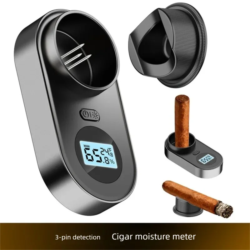 Multifunctional 3-Needle Detector Cigar Temperature Humidity Meter Cigar Holder Long Endurance Battery precise dual-mode