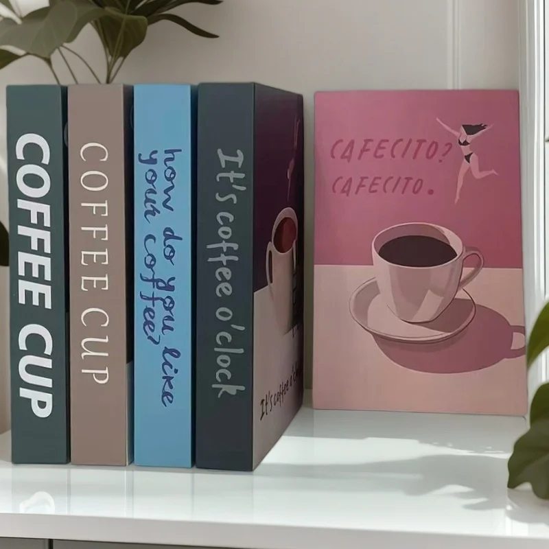 

Coffee Cup Decorative Books Fashion Luxury Fake Books Abstract Design Coffee Table Bedroom Bookshelf Nordic Home Interior Decor