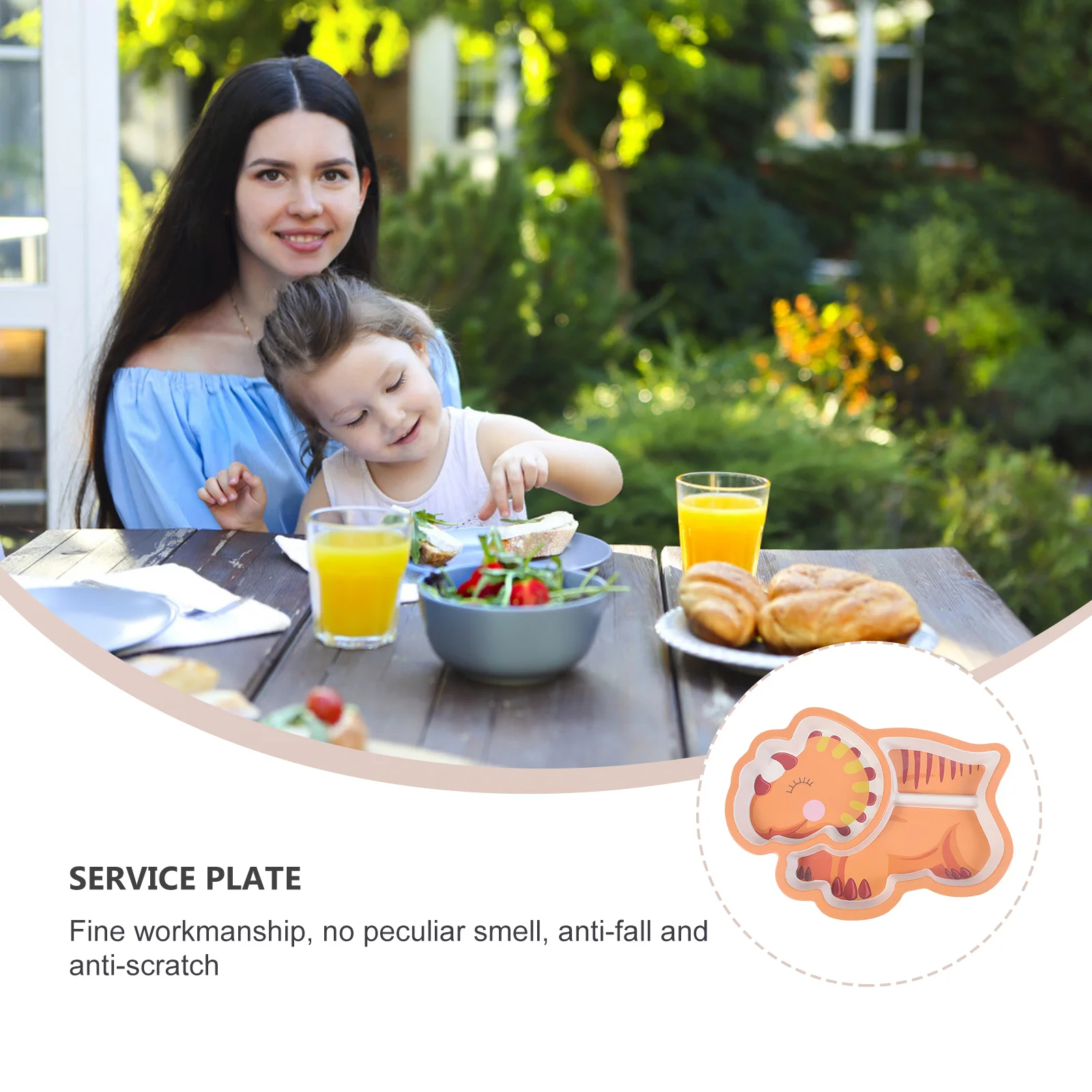 

1Pcs Children Dinosaur Dinner Plate Baby Tableware Round Delicate No Corners Multifunctional for Fruits Candy Biscuits Toddler