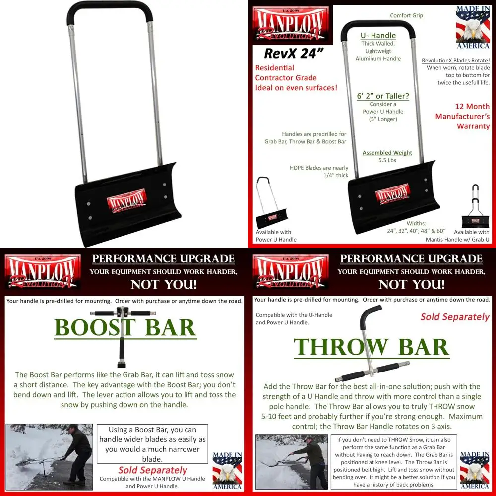 

Heavy Duty 24-Inch U-Handle Snow Pusher and Shovel for Efficient Winter Snow Removal